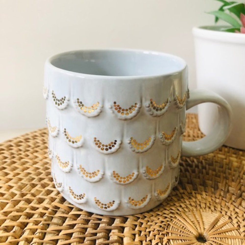Gray with Gold Dots Starbucks Mug